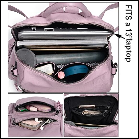 Vegan Leather Backpack Purse Convertible Rucksack Travel Shoulder Bag Tassel